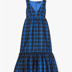 kate spade Blue and Black Polka Dot Maxi Dress